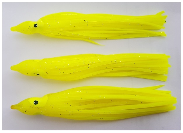 Squids unrigged, (3.5") 9cm, 3-pack. H4552 Chartreuse